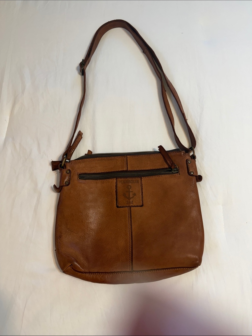EUC Harbor 2nd Brown Leather Adjustable Strap Messenger Crossbody Bag
